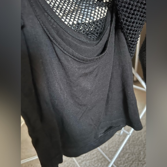 Windsor Black Mesh Top with Built-In Cropped Cami - Picture 4 of 6